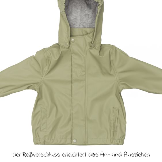 Fillikid Regenjacke windicht, wasserabweisend, atmungsaktiv mit Kapuze und versiegelten Nähten - Salbei - Gr. 98/104