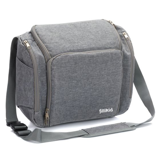 Fillikid Seggiolino da viaggio con attacco per passeggino, 2 scomparti termici e scomparto extra large - grigio melange