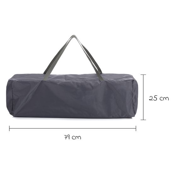 Fillikid Capri travel cot from birth - 15 kg with adjustable cot cover, 2 wheels, entrance, changing mat, diaper rack, mobile & carrycot - dark gray