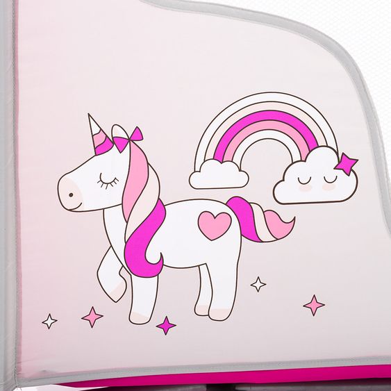 Fillikid Travel Cot Unicorn - Grey Pink