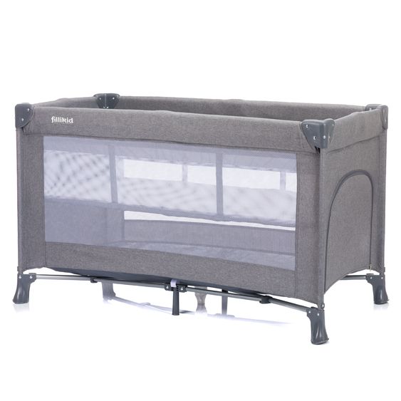 Fillikid Lettino da viaggio Milano ab Geburt - 15 kg con meccanismo di piegatura con una mano, ingresso laterale, inserto per neonati e ruote 120 x 60 cm - Grigio Melange
