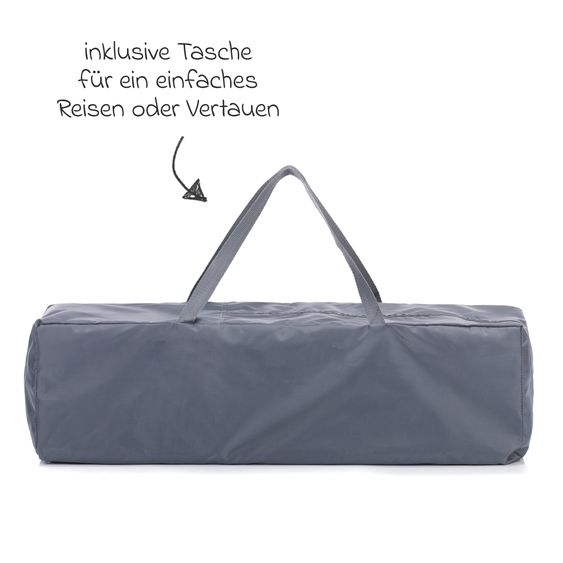 Fillikid Lettino da viaggio Milano ab Geburt - 15 kg con meccanismo di piegatura con una mano, ingresso laterale, inserto per neonati e ruote 120 x 60 cm - Grigio Melange
