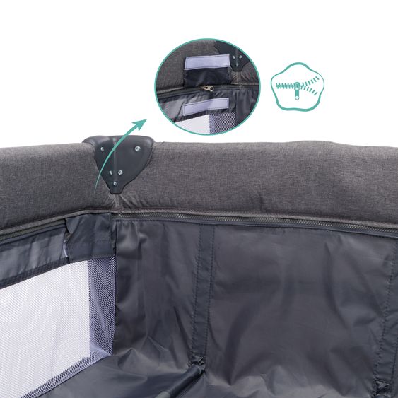 Fillikid Lettino da viaggio Milano ab Geburt - 15 kg con meccanismo di piegatura con una mano, ingresso laterale, inserto per neonati e ruote 120 x 60 cm - Grigio Melange