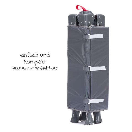 Fillikid Lettino da viaggio Milano ab Geburt - 15 kg con meccanismo di piegatura con una mano, ingresso laterale, inserto per neonati e ruote 120 x 60 cm - Grigio Melange