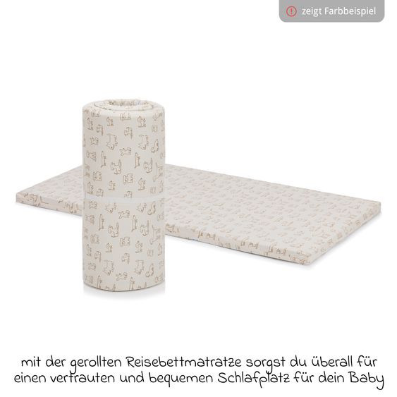 Fillikid Travel Cot Mattress Rolled for travel cots with 120 x 60 cm incl. carry bag - Cream