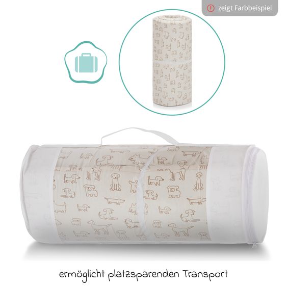 Fillikid Travel Cot Mattress Rolled for travel cots with 120 x 60 cm incl. carry bag - Cream