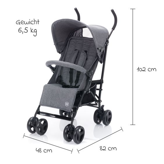 Fillikid Reisebuggy & Sportwagen Fill Sprinter nur 6,5 kg leicht mit Liegefunktion - Grau Hellgrau