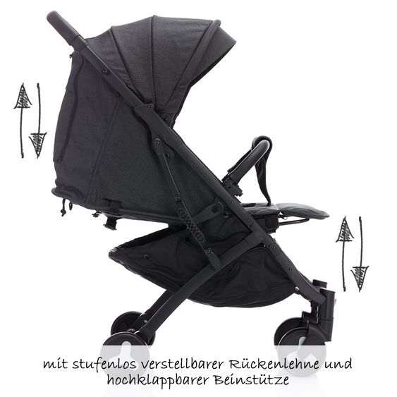 Fillikid Reisebuggy Tourer mit Trollygriff und Transporttasche - Dunkelgrau Melange