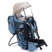 Rückentrage Adventure für Baby & Kleinkind bis 20 kg mit Sonnendach & Rucksack - Frost Blue