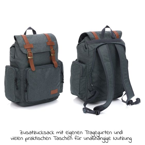 Fillikid Rückentrage Adventure für Baby & Kleinkind bis 20 kg mit Sonnendach & Rucksack - Grau