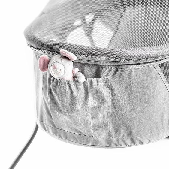 Fillikid Schaukelwiege mit Insektenschutz und Transporttasche - Grau