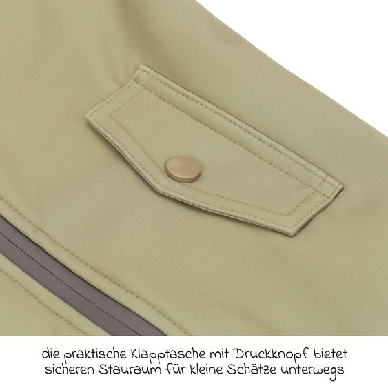 Fillikid Softshelloverall windicht, wasserabweisend, atmungsaktiv mit Kapuze und elastichen Bündchen - Salbei - Gr. 86/92
