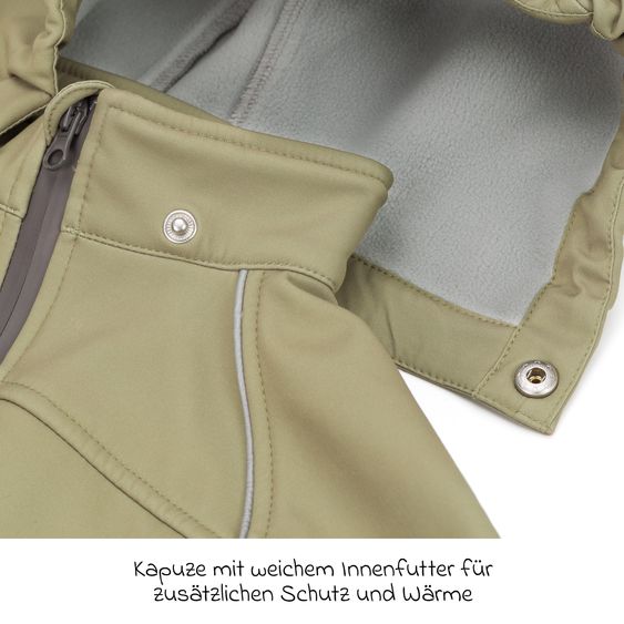 Fillikid Softshelloverall windicht, wasserabweisend, atmungsaktiv mit Kapuze und elastichen Bündchen - Salbei - Gr. 86/92