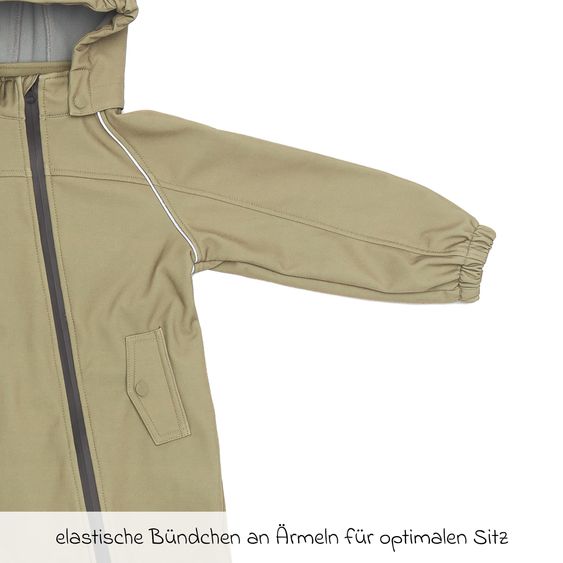 Fillikid Softshelloverall windicht, wasserabweisend, atmungsaktiv mit Kapuze und elastichen Bündchen - Salbei - Gr. 86/92