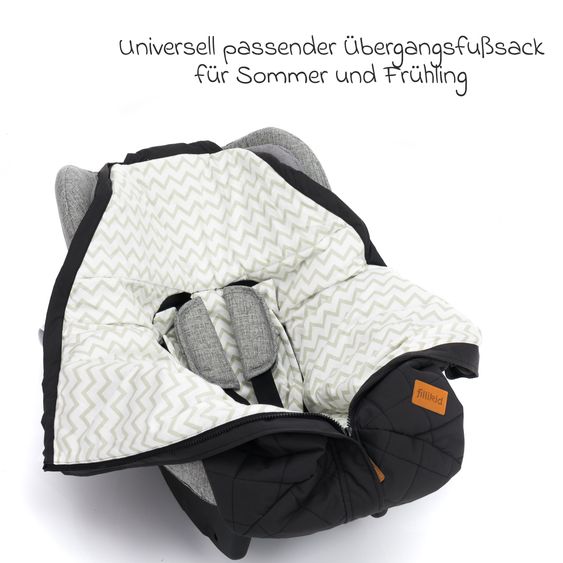 Fillikid Summer footmuff Light Small 80 x 40 cm for infant car seat group 0 and carrycot - black