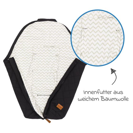 Fillikid Summer footmuff Light Small 80 x 40 cm for infant car seat group 0 and carrycot - black