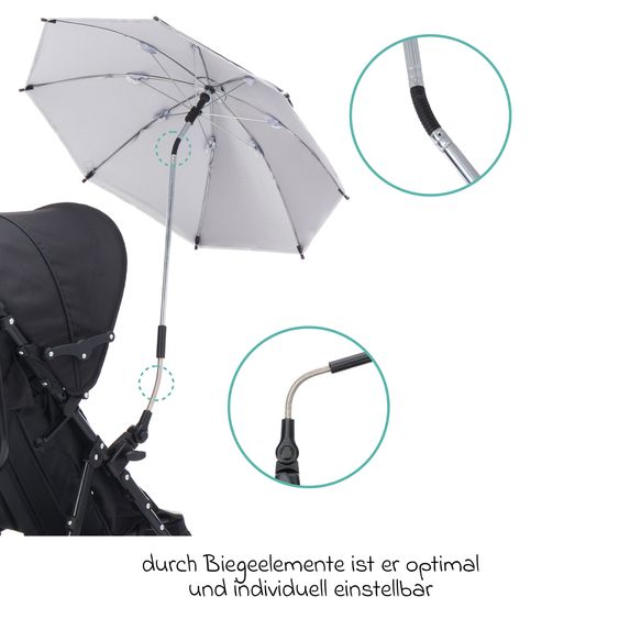 Fillikid Sonnenschirm Standard mit UV-Schutz 50+ & Universalhalterung - Schwarz