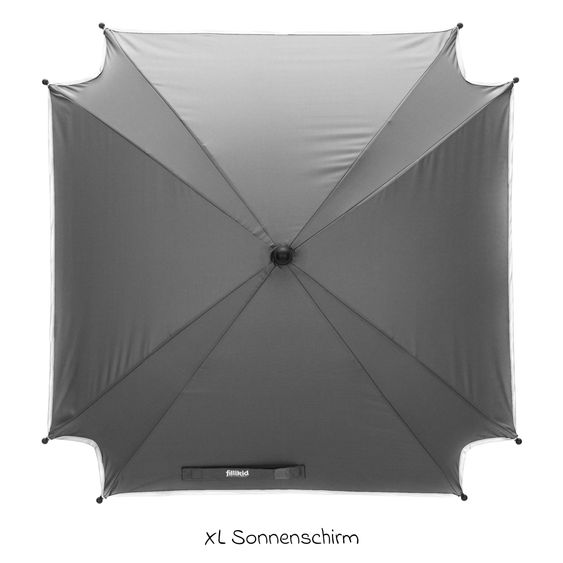 Fillikid Sonnenschirm XL mit UV-Schutz 50+ & Universalhalterung - Grau