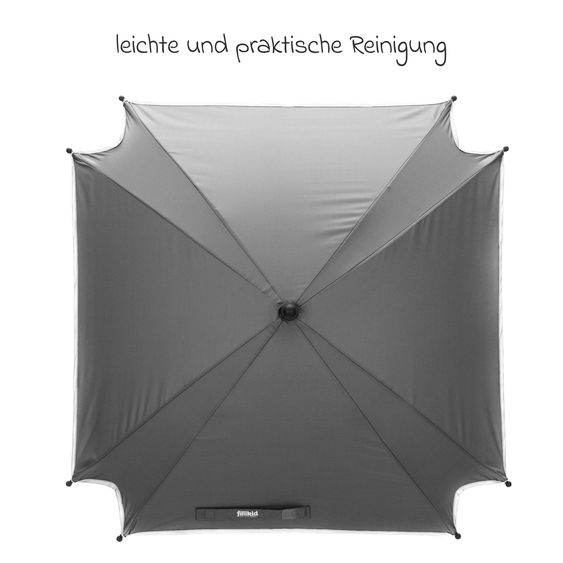 Fillikid Sonnenschirm XL mit UV-Schutz 50+ & Universalhalterung - Grau