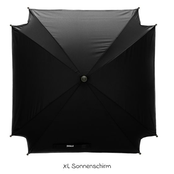 Fillikid Sonnenschirm XL mit UV-Schutz 50+ & Universalhalterung - Schwarz