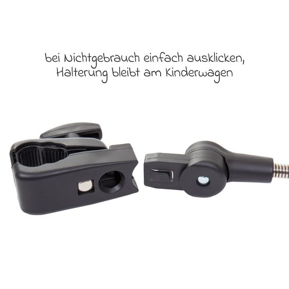 Fillikid Sonnenschirm XL mit UV-Schutz 50+ & Universalhalterung - Schwarz