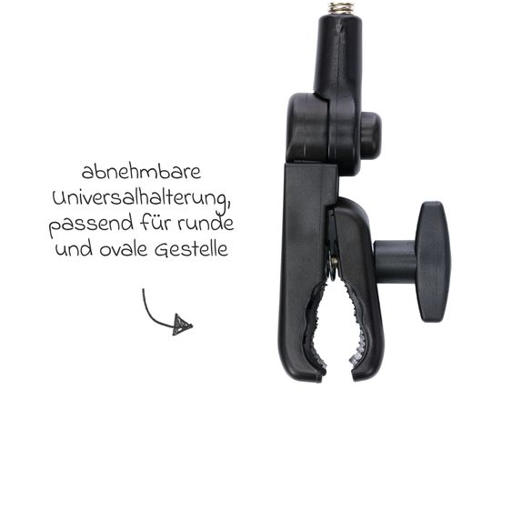 Fillikid Sonnenschirm XL mit UV-Schutz 50+ & Universalhalterung - Schwarz