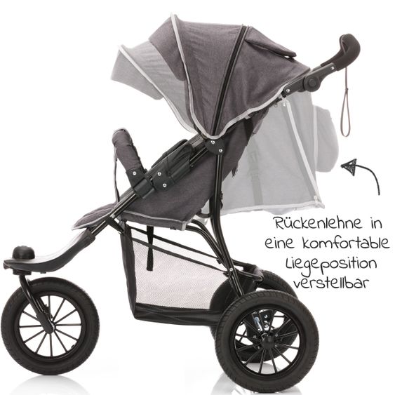 Fillikid Sportwagen & Jogger Fill mit großen Luftkammerreifen - Dunkelgrau Melange
