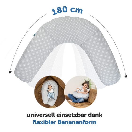 Fillikid Stillkissen 180 cm - Punkte - Grau