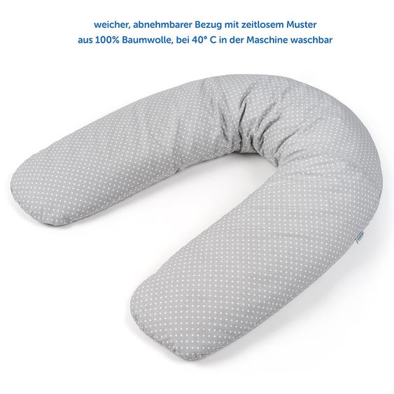 Fillikid Stillkissen 180 cm - Punkte - Grau