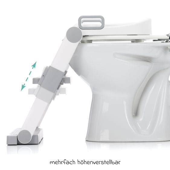 Fillikid Toilet trainer with dynamic height adjustment, wide steps, removable seat, foldable - White Gray