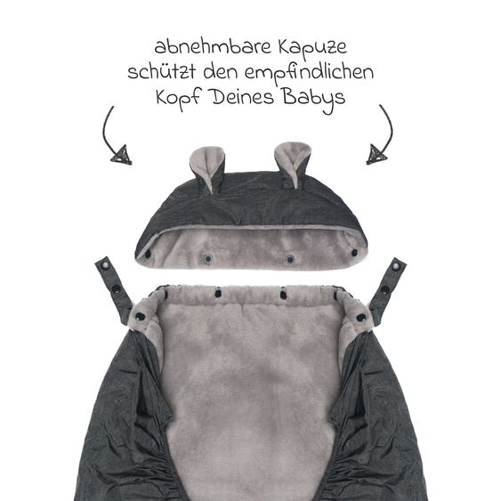 Fillikid Carry Cover For baby carriers wind- and water-repellent with hood - Grey
