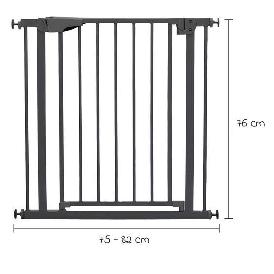 Fillikid Türschutzgitter / Treppenschutzgitter Autoclose (75 bis 82 cm) zum Klemmen ohne bohren, schließt selbsständig - Schwarz