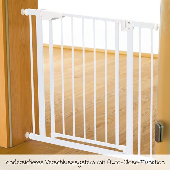 Fillikid Türschutzgitter / Treppenschutzgitter Autoclose (75 bis 82 cm) zum Klemmen ohne bohren, schließt selbsständig - Weiß