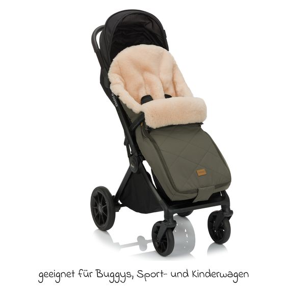 Fillikid Sacco a pelo in pelliccia sintetica vegana Vegan Comfort per Passeggino Leggero, Sportivo e Passeggino - Oliva