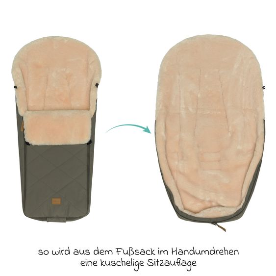 Fillikid Sacco a pelo in pelliccia sintetica vegana Vegan Comfort per Passeggino Leggero, Sportivo e Passeggino - Oliva