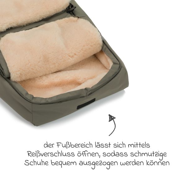 Fillikid Sacco a pelo in pelliccia sintetica vegana Vegan Comfort per Passeggino Leggero, Sportivo e Passeggino - Oliva