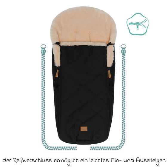 Fillikid Sacco a pelo in pelliccia sintetica vegana Vegan Comfort per Passeggino Leggero, Sportivo e Passeggino - Nero