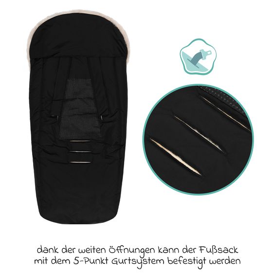 Fillikid Sacco a pelo in pelliccia sintetica vegana Vegan Comfort per Passeggino Leggero, Sportivo e Passeggino - Nero