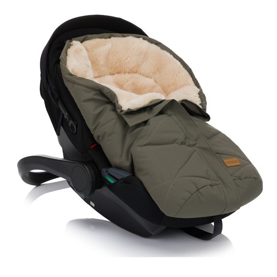 Fillikid Sacco a pelo in pelliccia sintetica vegana Vegan Style per Seggiolino auto per neonati & Vaschette per neonati - Oliva