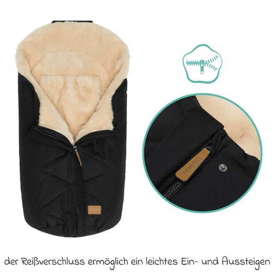 Fillikid Sacco a pelo in pelliccia sintetica vegana Vegan Style per Seggiolino auto per neonati & Vaschette per neonati - Nero