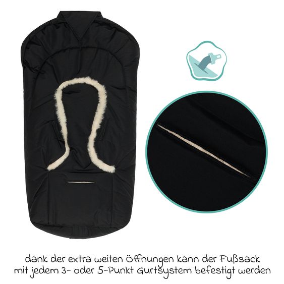 Fillikid Sacco a pelo in pelliccia sintetica vegana Vegan Style per Seggiolino auto per neonati & Vaschette per neonati - Nero