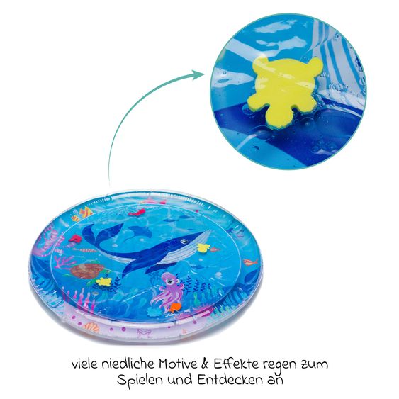 Fillikid Tappeto gioco ad acqua Parzialmente riempibile a forma rotonda con elemento sonoro - Ocean Blue