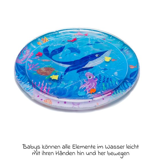 Fillikid Tappeto gioco ad acqua Parzialmente riempibile a forma rotonda con elemento sonoro - Ocean Blue