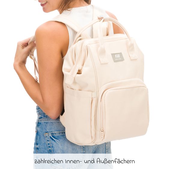 Fillikid Wickelrucksack Barcelona im modernen Design mit variablem Stauraum - Sand Beige