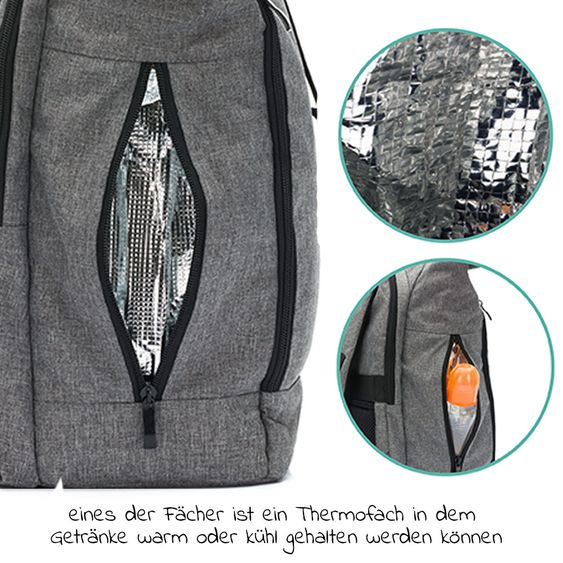 Fillikid Wickelrucksack Rolltop Dublin inkl. Wickelunterlage - Grau Melange