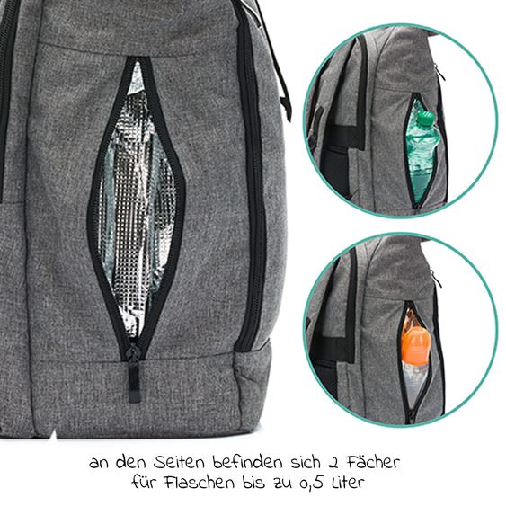 Fillikid Wickelrucksack Rolltop Dublin inkl. Wickelunterlage - Grau Melange