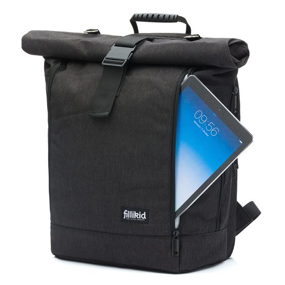 Fillikid Zaino fasciatoio Rolltop Dublin incl. materassino fasciatoio - Nero