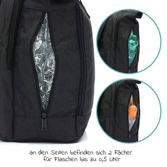 Fillikid Zaino fasciatoio Rolltop Dublin incl. materassino fasciatoio - Nero