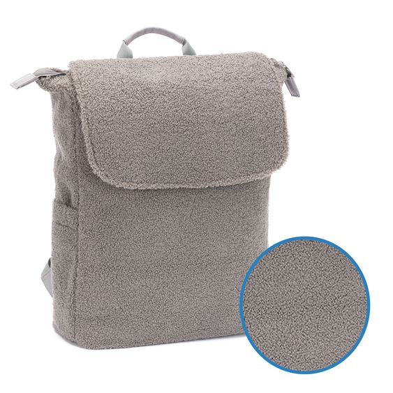 Fillikid Wickelrucksack Teddy inkl. Wickelunterlage, Flaschenhalter & Kinderwagenhaken - Grau
