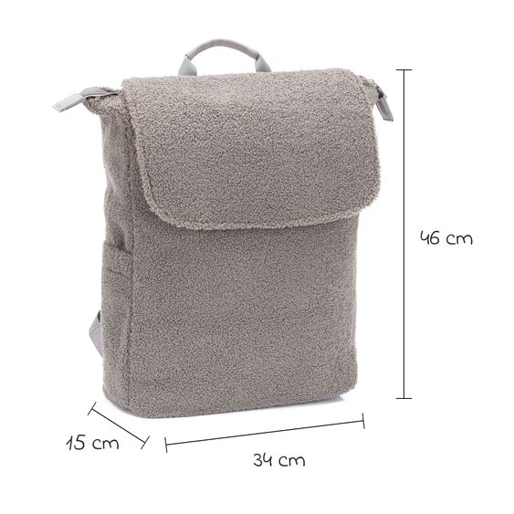 Fillikid Wickelrucksack Teddy inkl. Wickelunterlage, Flaschenhalter & Kinderwagenhaken - Grau